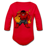 Character #69 Organic Long Sleeve Baby Bodysuit - red