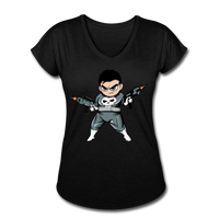 Character #70 Women's Tri-Blend V-Neck T-Shirt - black