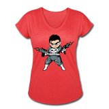 Character #70 Women's Tri-Blend V-Neck T-Shirt - heather red