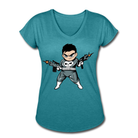 Character #70 Women's Tri-Blend V-Neck T-Shirt - heather turquoise