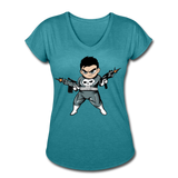 Character #70 Women's Tri-Blend V-Neck T-Shirt - heather turquoise
