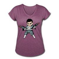 Character #70 Women's Tri-Blend V-Neck T-Shirt - heather plum