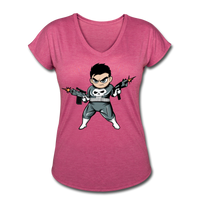 Character #70 Women's Tri-Blend V-Neck T-Shirt - heather raspberry