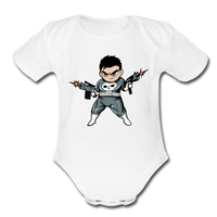 Character #70 Organic Short Sleeve Baby Bodysuit - white