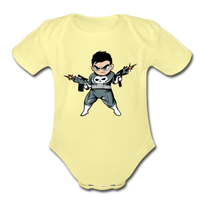 Character #70 Organic Short Sleeve Baby Bodysuit - washed yellow