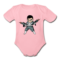 Character #70 Organic Short Sleeve Baby Bodysuit - light pink