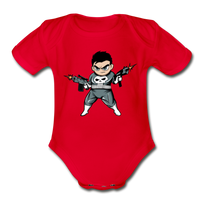 Character #70 Organic Short Sleeve Baby Bodysuit - red