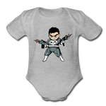Character #70 Organic Short Sleeve Baby Bodysuit - heather gray