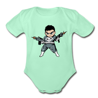 Character #70 Organic Short Sleeve Baby Bodysuit - light mint