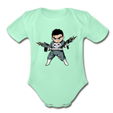 Character #70 Organic Short Sleeve Baby Bodysuit - light mint