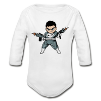 Character #70 Organic Long Sleeve Baby Bodysuit - white