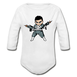 Character #70 Organic Long Sleeve Baby Bodysuit - white