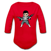 Character #70 Organic Long Sleeve Baby Bodysuit - red