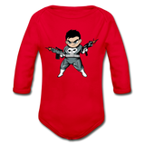 Character #70 Organic Long Sleeve Baby Bodysuit - red