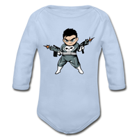 Character #70 Organic Long Sleeve Baby Bodysuit - sky