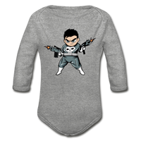 Character #70 Organic Long Sleeve Baby Bodysuit - heather gray