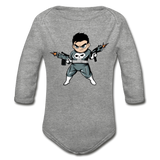 Character #70 Organic Long Sleeve Baby Bodysuit - heather gray