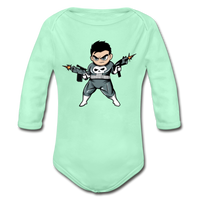 Character #70 Organic Long Sleeve Baby Bodysuit - light mint