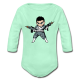 Character #70 Organic Long Sleeve Baby Bodysuit - light mint
