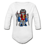 Character #71 Organic Long Sleeve Baby Bodysuit - white