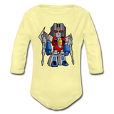 Character #71 Organic Long Sleeve Baby Bodysuit - washed yellow