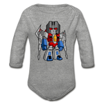 Character #71 Organic Long Sleeve Baby Bodysuit - heather gray