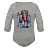 Character #71 Organic Long Sleeve Baby Bodysuit - heather gray