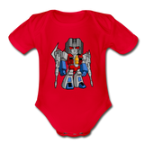 Character #71 Organic Short Sleeve Baby Bodysuit - red