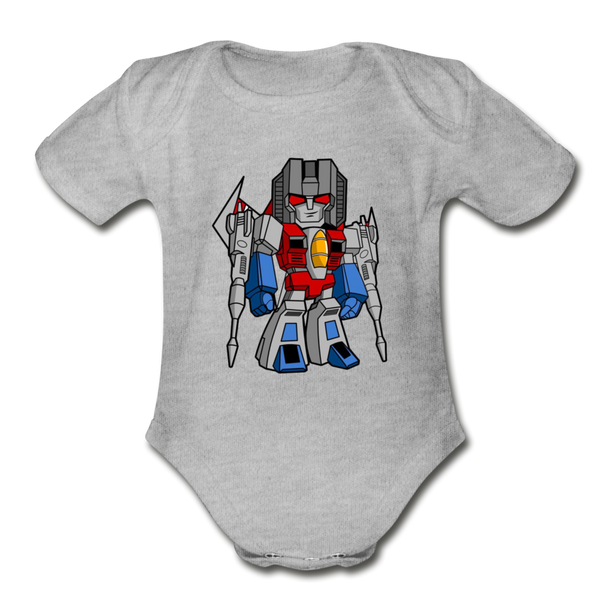 Character #71 Organic Short Sleeve Baby Bodysuit - heather gray