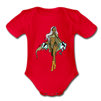 Character #72 Organic Short Sleeve Baby Bodysuit - red