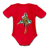 Character #72 Organic Short Sleeve Baby Bodysuit - red