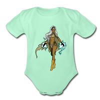 Character #72 Organic Short Sleeve Baby Bodysuit - light mint