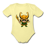 Character #73 Organic Short Sleeve Baby Bodysuit - washed yellow