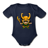 Character #73 Organic Short Sleeve Baby Bodysuit - dark navy