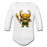 Character #73 Organic Long Sleeve Baby Bodysuit - white