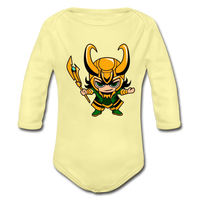 Character #73 Organic Long Sleeve Baby Bodysuit - washed yellow