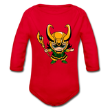 Character #73 Organic Long Sleeve Baby Bodysuit - red