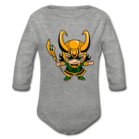 Character #73 Organic Long Sleeve Baby Bodysuit - heather gray