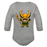 Character #73 Organic Long Sleeve Baby Bodysuit - heather gray