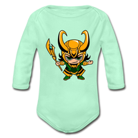 Character #73 Organic Long Sleeve Baby Bodysuit - light mint