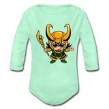 Character #73 Organic Long Sleeve Baby Bodysuit - light mint