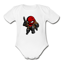 Character #74 Organic Short Sleeve Baby Bodysuit - white