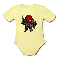 Character #74 Organic Short Sleeve Baby Bodysuit - washed yellow