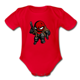 Character #74 Organic Short Sleeve Baby Bodysuit - red