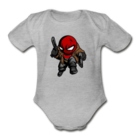 Character #74 Organic Short Sleeve Baby Bodysuit - heather gray