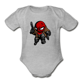 Character #74 Organic Short Sleeve Baby Bodysuit - heather gray