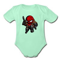 Character #74 Organic Short Sleeve Baby Bodysuit - light mint
