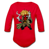 Character #75 Organic Long Sleeve Baby Bodysuit - red