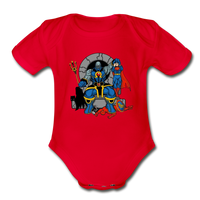 Character #76 Organic Short Sleeve Baby Bodysuit - red