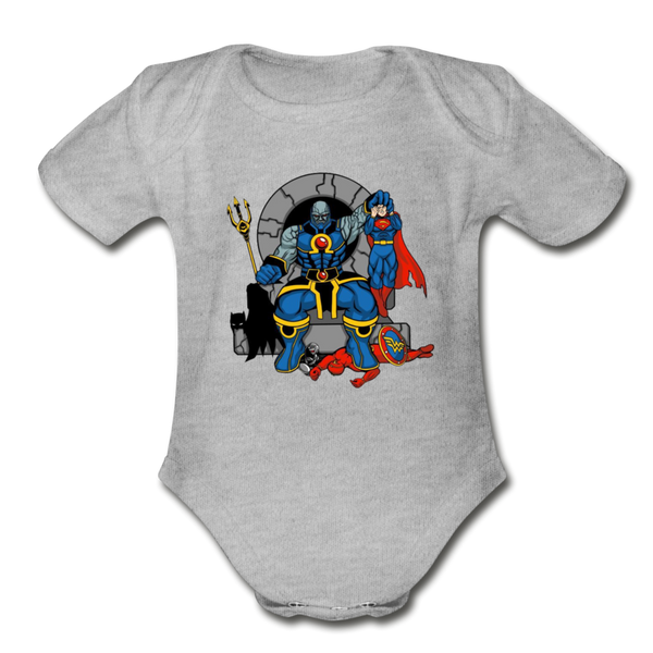 Character #76 Organic Short Sleeve Baby Bodysuit - heather gray